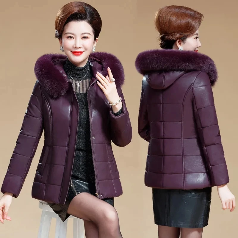 6XL Middle aged Women's Leather Jacket Winter New Thicken Warm Leather Coat Short Hooded Female Parkas Fur CollarOuterwear W2425
6XL Middle aged Women's Leather Jacket Winter New Thicken Warm Leather Coat Short Hooded Female Parkas Fur CollarOuterwear W2425