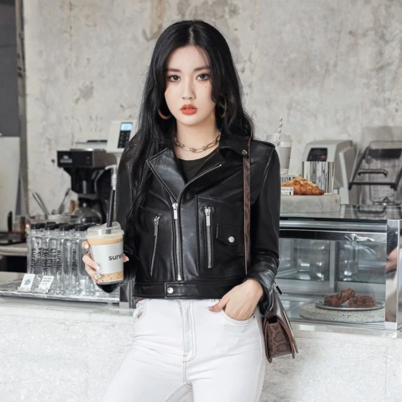 Coat Sheepskin Autumn Women Genuine Leather Short Jacket Zipper Motorcycle Jackets Street Long Sleeve Slim Fit Biker Outerwear
Coat Sheepskin Autumn Women Genuine Leather Short Jacket Zipper Motorcycle Jackets Street Long Sleeve Slim Fit Biker Outerwear