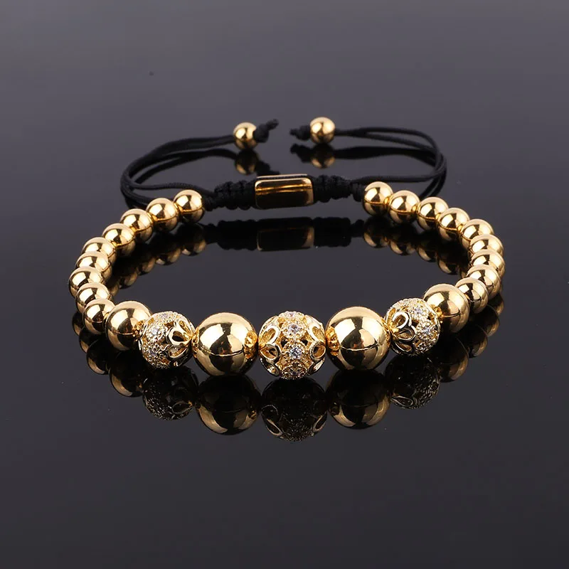 New Design Gold Plating Stainless Steel Beads CZ Charm Macrame Adjustable Bracelet Women Men
New Design Gold Plating Stainless Steel Beads CZ Charm Macrame Adjustable Bracelet Women Men