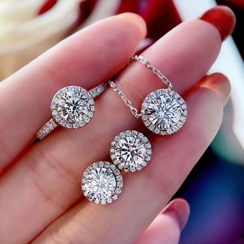Tennis Diamond Jewelry set Real 925 Sterling Silver Engagement Wedding Rings Earrings Necklace For Women moissanite Jewelry Gift
Tennis Diamond Jewelry set Real 925 Sterling Silver Engagement Wedding Rings Earrings Necklace For Women moissanite Jewelry Gift