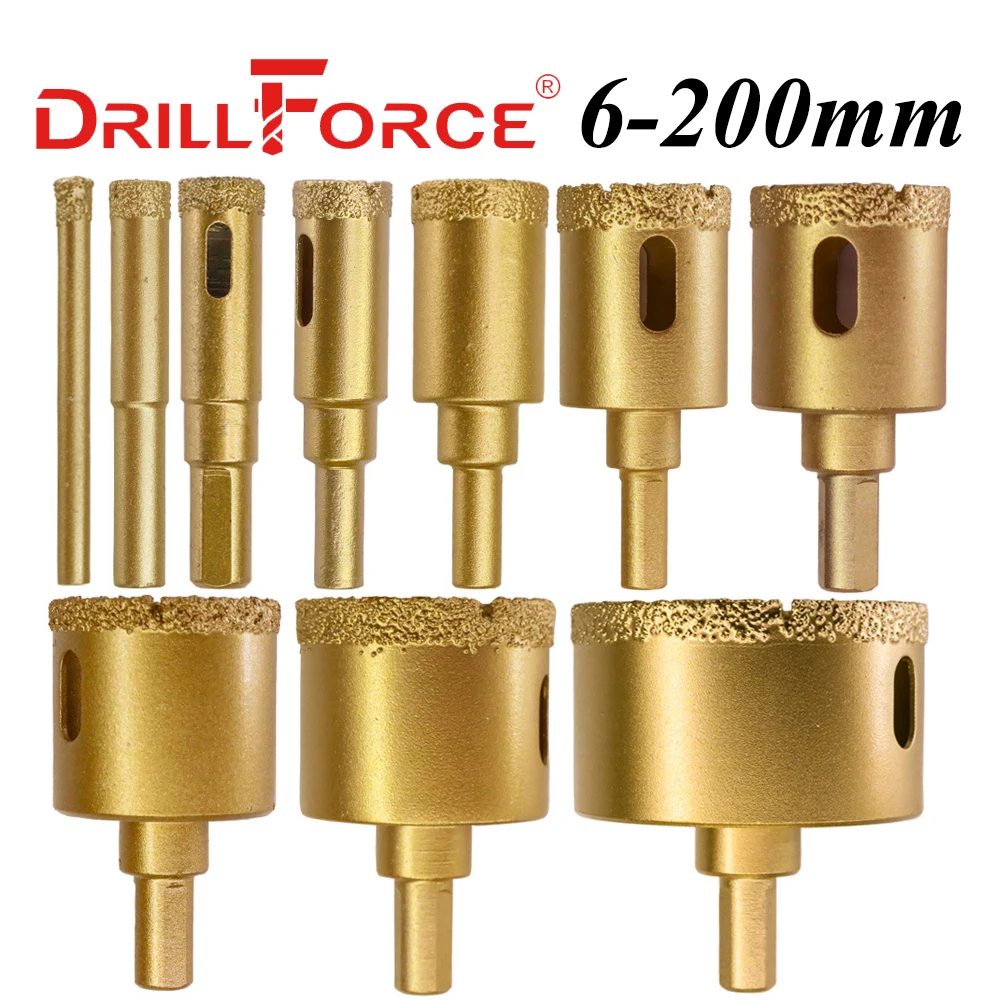 Drillforce 1 шт. 6-200 мм Сухой Вакуумный паяный Алмазный сверлильный сердечник керамическая плитка кольцевая пила гранит мрамор сверла
Drillforce 1 шт. 6-200 мм Сухой Вакуумный паяный Алмазный сверлильный сердечник керамическая плитка кольцевая пила гранит мрамор сверла
