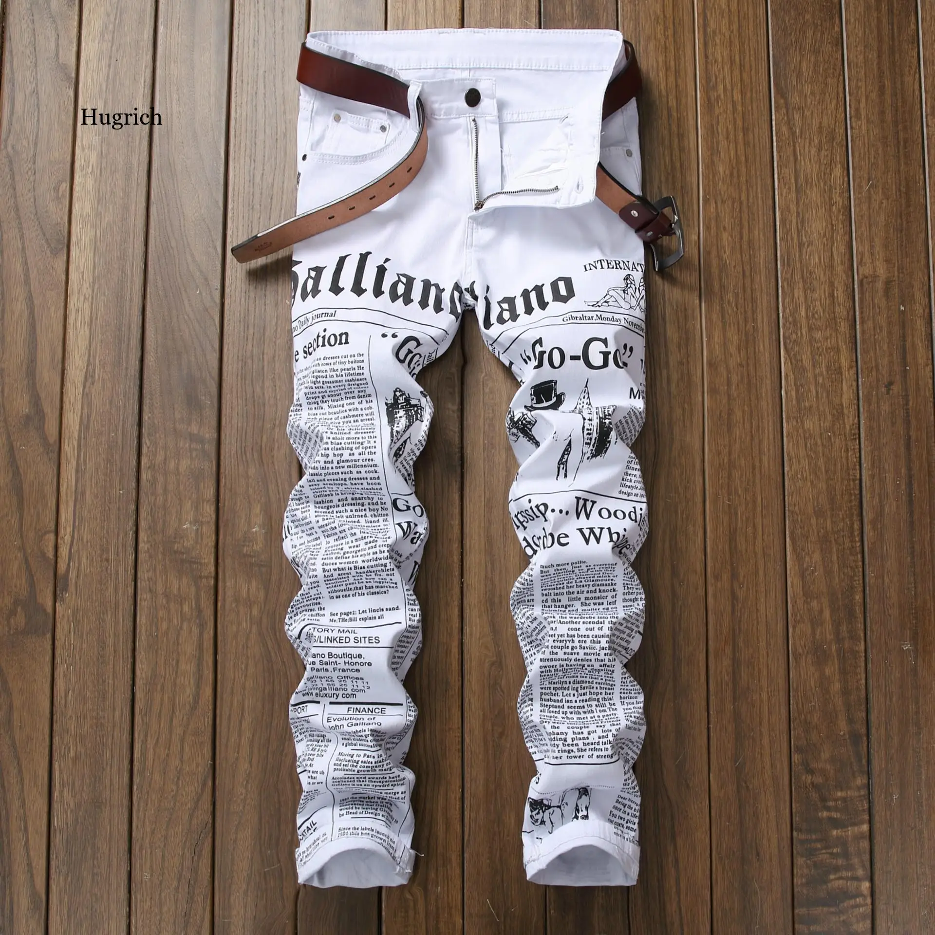 Men's Fashion White Paper Printed Jeans Slim Fit Black Painted Stretch Denim Pants
Men's Fashion White Paper Printed Jeans Slim Fit Black Painted Stretch Denim Pants