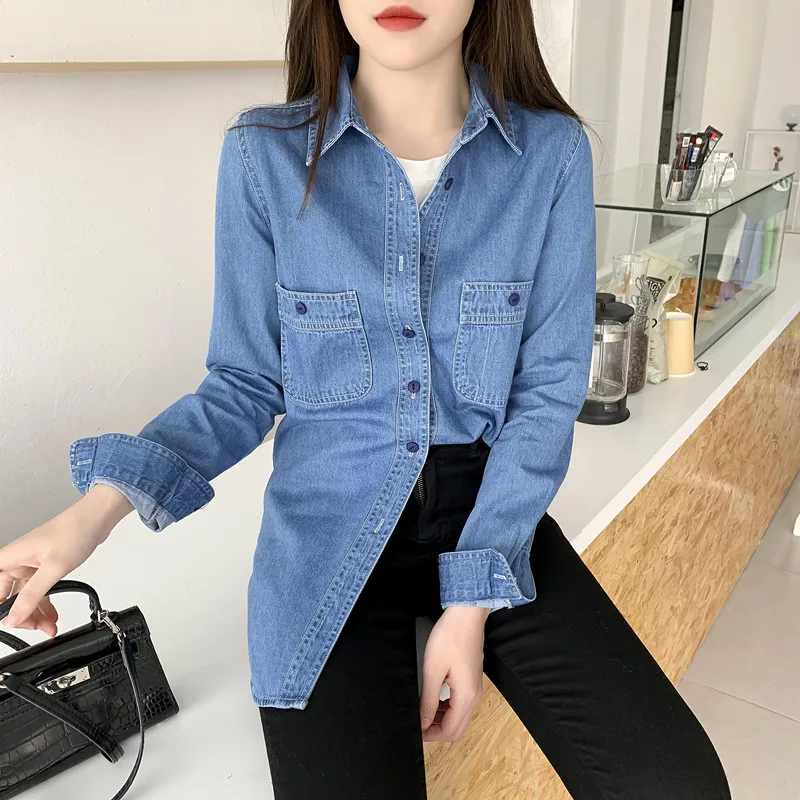 New 2021 Long Denim Women's Tops Spring Autumn Casual Long Sleeve Plus Size Shirts Loose Outwear Jean Coats Blue Oversized Shirt
New 2021 Long Denim Women's Tops Spring Autumn Casual Long Sleeve Plus Size Shirts Loose Outwear Jean Coats Blue Oversized Shirt
