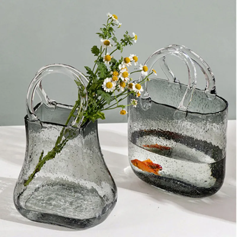 Bags Glass Vases Hand-held Flower Baskets Transparent Ornaments Water Cultured Flower Arrangements Creative Living Room Nordic
Bags Glass Vases Hand-held Flower Baskets Transparent Ornaments Water Cultured Flower Arrangements Creative Living Room Nordic