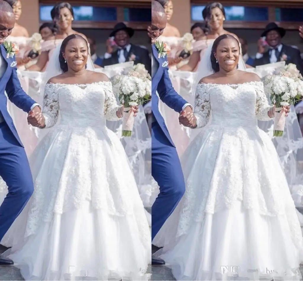 Lace African Black Girls Plus Size A-line Beatu Neck Long Sleeves Wedding Dress Bridal Gowns
Lace African Black Girls Plus Size A-line Beatu Neck Long Sleeves Wedding Dress Bridal Gowns
