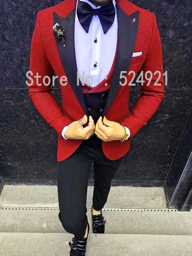Custom Made Groomsmen Red and Black Groom Tuxedos Peak Lapel Men Suits Wedding Best Man ( Jacket+Pants+Vest+Tie ) D90
Custom Made Groomsmen Red and Black Groom Tuxedos Peak Lapel Men Suits Wedding Best Man ( Jacket+Pants+Vest+Tie ) D90