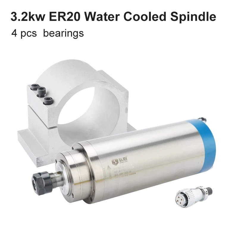 3.2kw ER20 Water-Cooled Spindle Motor 220v 380v 4 Ceramic Ball Bearings For CNC Engraving And Milling And 100mm Spindle Bracket
3.2kw ER20 Water-Cooled Spindle Motor 220v 380v 4 Ceramic Ball Bearings For CNC Engraving And Milling And 100mm Spindle Bracket
