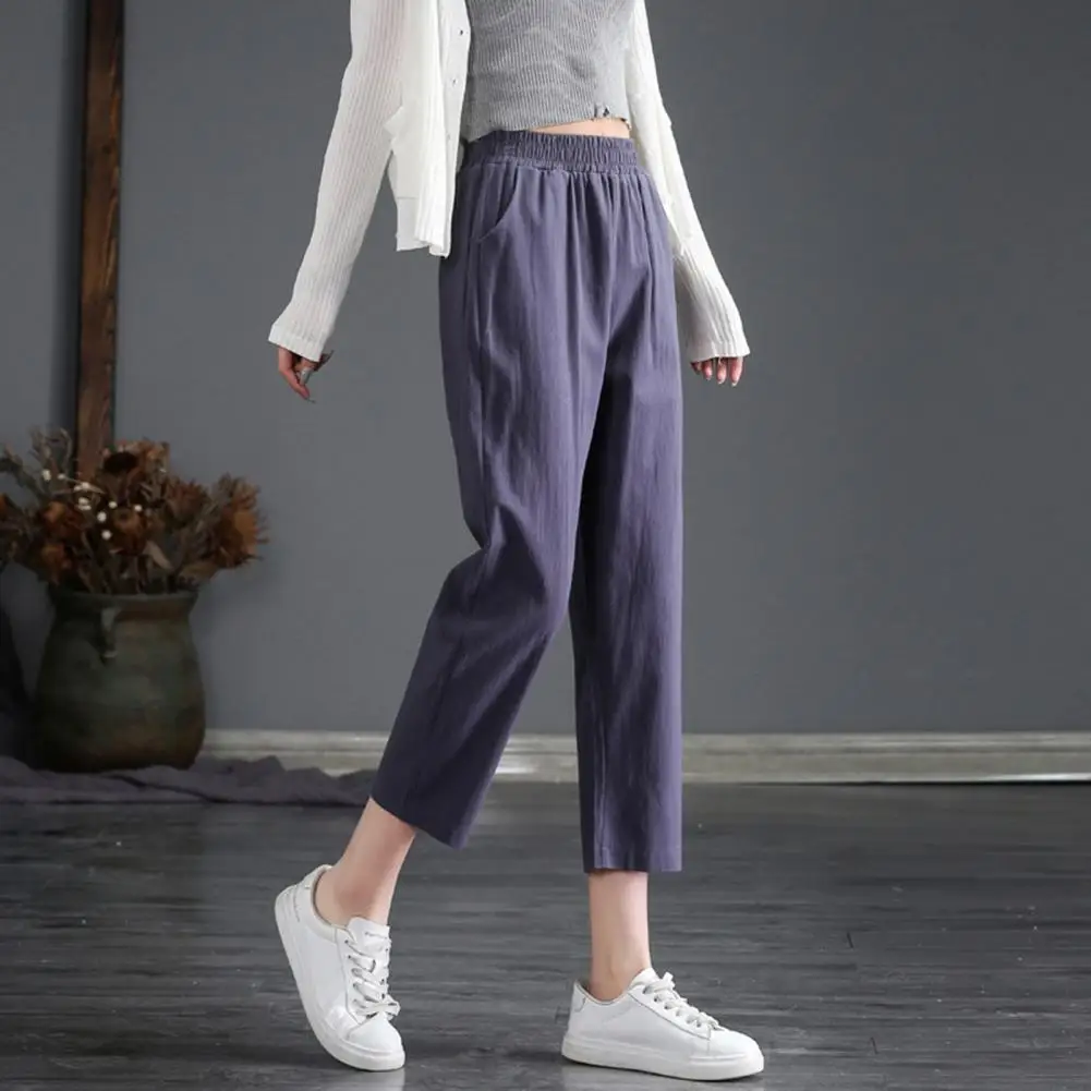 Female Trousers Casual Loose High Waist Solid Color All-match Exquisite Women Cropped Pants Daily Wear
Female Trousers Casual Loose High Waist Solid Color All-match Exquisite Women Cropped Pants Daily Wear