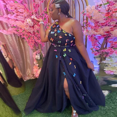 Special 3D Butterfly Applique Tulle Dresses One Shoulder Long Prom Dress For Women High Side Split Sleeveless Party Gowns Custom
Special 3D Butterfly Applique Tulle Dresses One Shoulder Long Prom Dress For Women High Side Split Sleeveless Party Gowns Custom