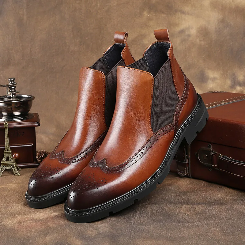 Fashion Black / Brown Tan Dress Boots Mens Chelsea Boots Genuine Leather Boots Man Ankle Boots
Fashion Black / Brown Tan Dress Boots Mens Chelsea Boots Genuine Leather Boots Man Ankle Boots