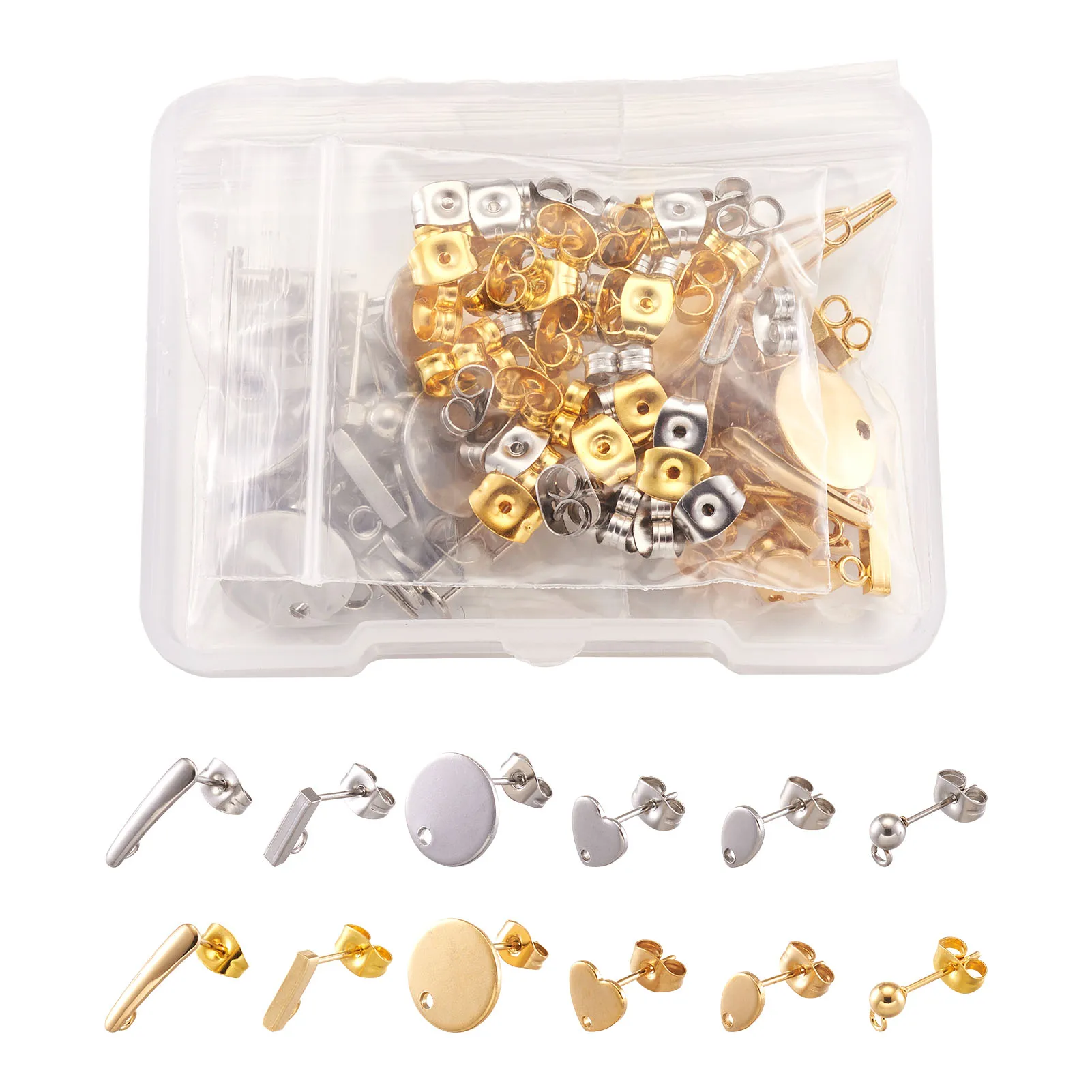 1 Box Mixed Color 304 Stainless Steel Stud Earring Findings with Loop Mixed Shapes Stud for DIY Earrings Jewelry Making Supplies
1 Box Mixed Color 304 Stainless Steel Stud Earring Findings with Loop Mixed Shapes Stud for DIY Earrings Jewelry Making Supplies