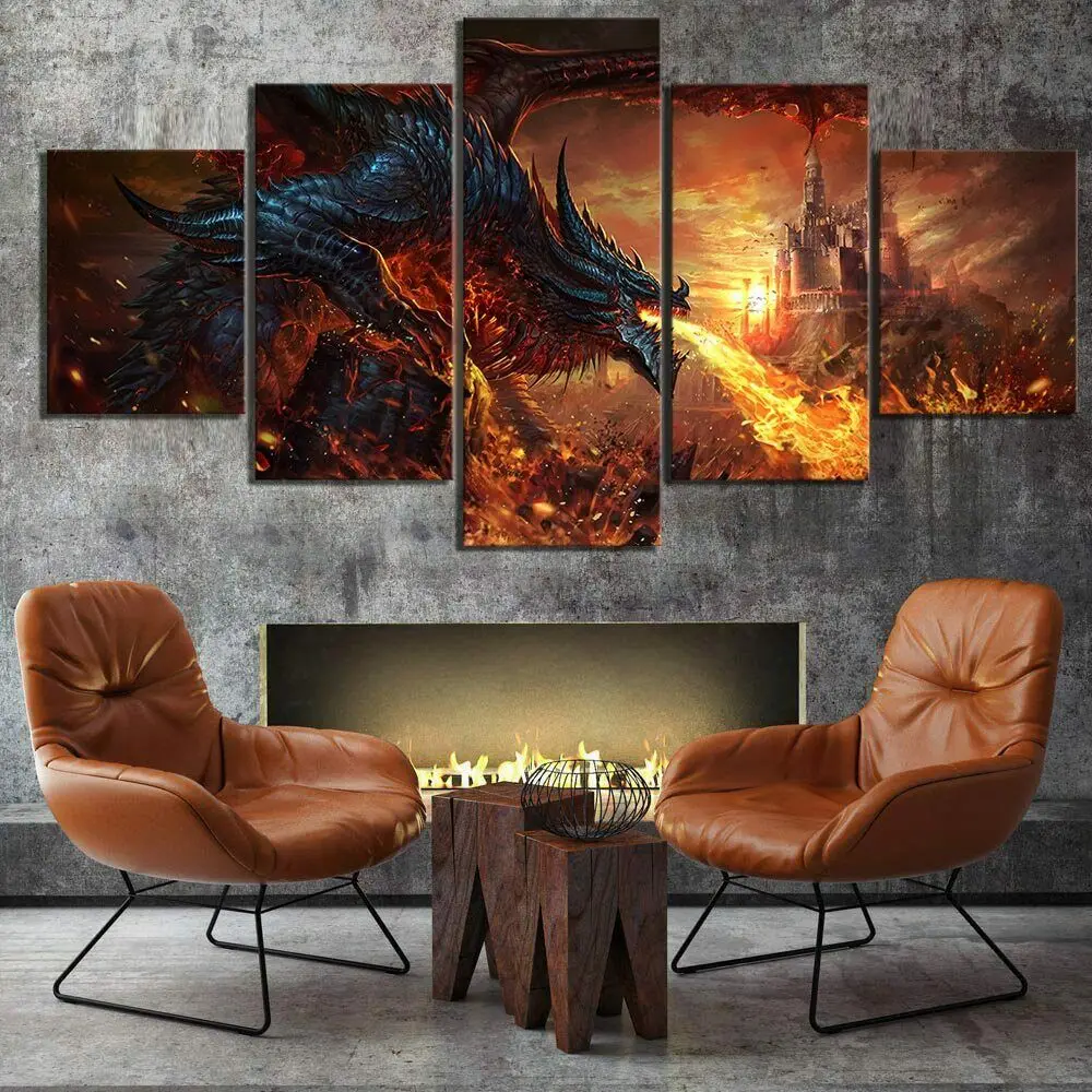 Castle in dragon fire 5 PCs Modern Home Wall Decor Canvas Picture Art HD Print Painting On Canvas for Living Room
Castle in dragon fire 5 PCs Modern Home Wall Decor Canvas Picture Art HD Print Painting On Canvas for Living Room