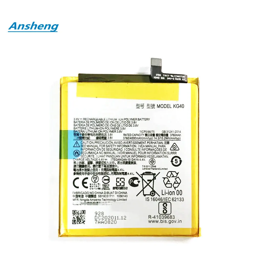 3.8V 3760mAh KG40 Battery For MOTOROLA G8 Play Macro One Macro Dual SIM XT2015-2 XT2016-1 XT2016-2 Cellphone
3.8V 3760mAh KG40 Battery For MOTOROLA G8 Play Macro One Macro Dual SIM XT2015-2 XT2016-1 XT2016-2 Cellphone
