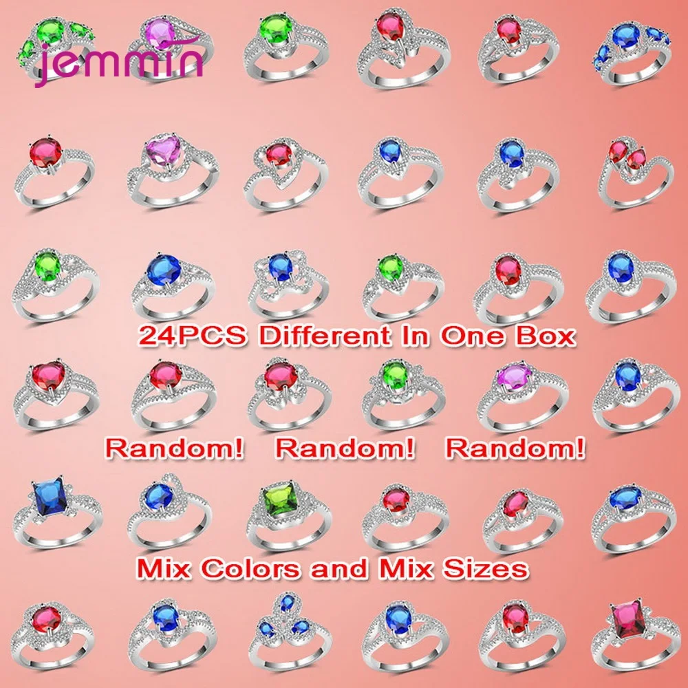 24 Pcs Lots Wholesale Random Color Size Crystal Rings For Women Girls Wedding Engagement 925 Sterling Silver
24 Pcs Lots Wholesale Random Color Size Crystal Rings For Women Girls Wedding Engagement 925 Sterling Silver