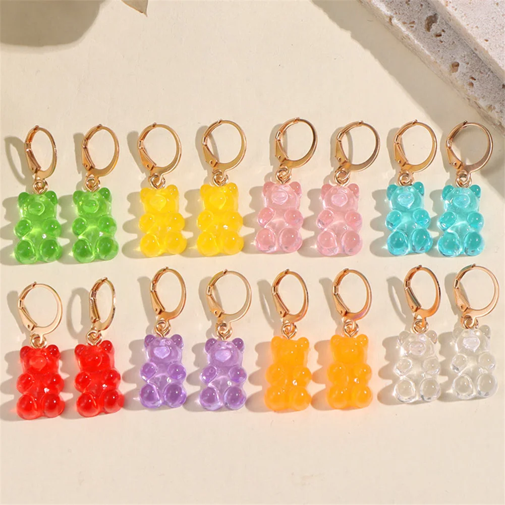 New Candy Color Gummy Bear Hoop Earrings Lovely Cartoon Animal Resin Bear Hanging Earrings For Women Girls Trendy Jewelry Gifts
New Candy Color Gummy Bear Hoop Earrings Lovely Cartoon Animal Resin Bear Hanging Earrings For Women Girls Trendy Jewelry Gifts