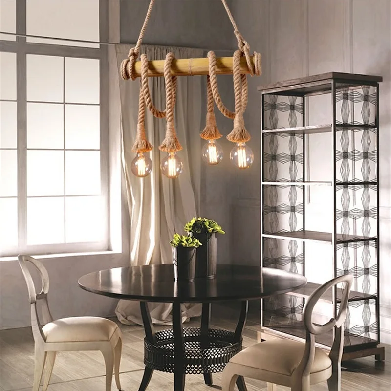 American vintage hemp rope bamboo tube pendant light 4/5/6 Heads for restaurant clothing store LED E27 220V decoration light
American vintage hemp rope bamboo tube pendant light 4/5/6 Heads for restaurant clothing store LED E27 220V decoration light
