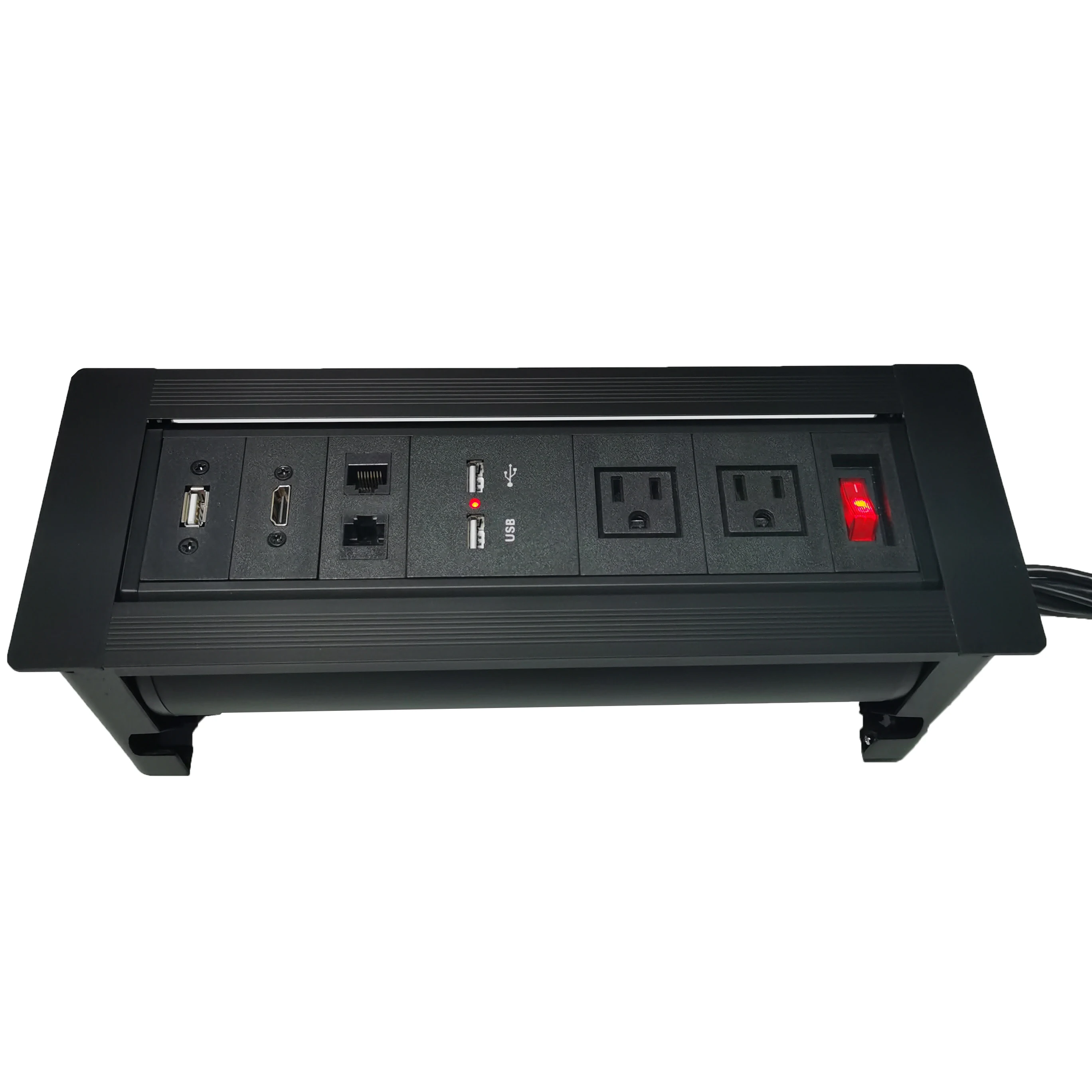 Desktop socket/manual flip socket / 2-bit American Standard with USB charging, dual network USB interface/aluminum alloy
Desktop socket/manual flip socket / 2-bit American Standard with USB charging, dual network USB interface/aluminum alloy