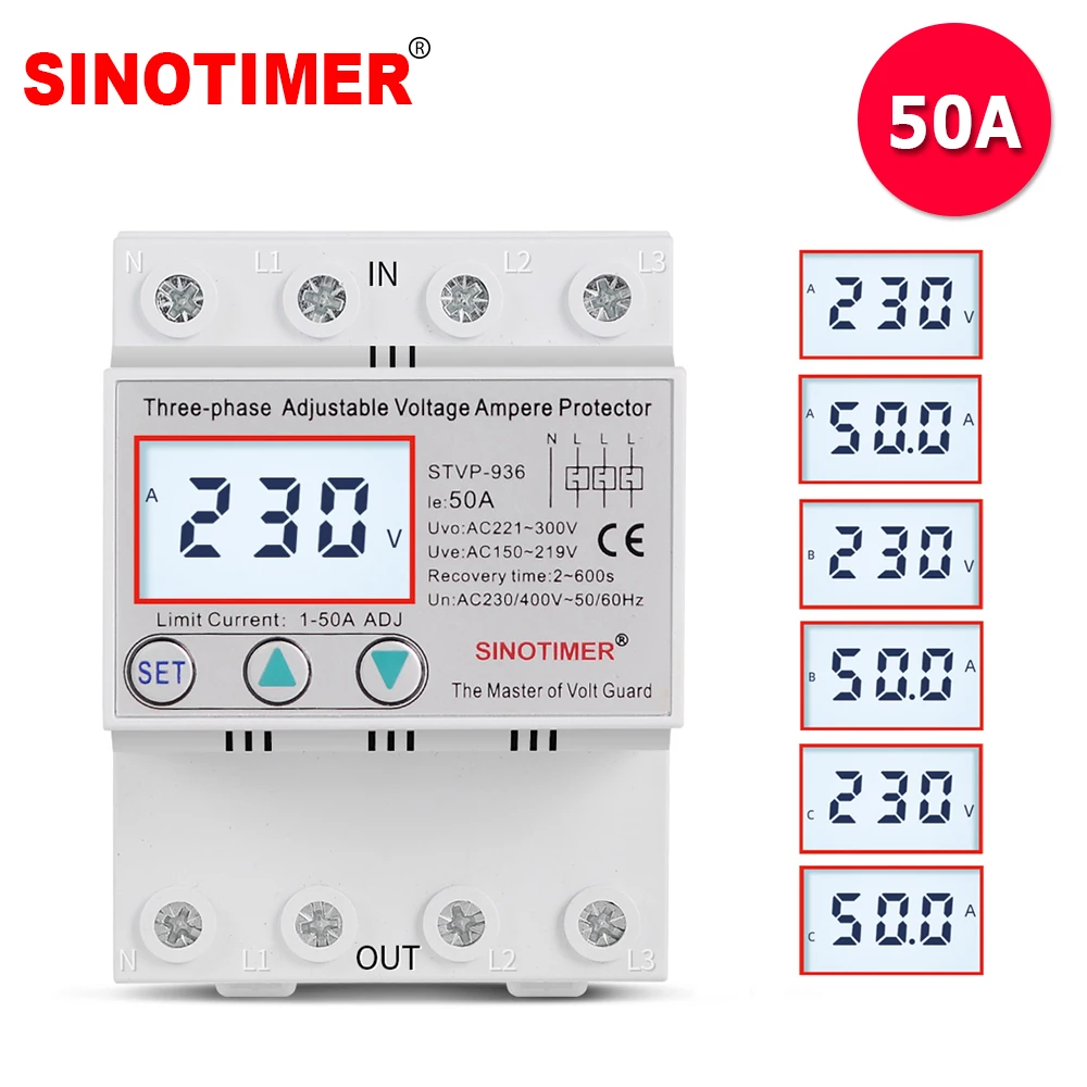 3 Phase AC 380V 400V 50A Multifunctional Over Under Voltage and Over Current Protection Device Automatic Recovery Voltage Relay
3 Phase AC 380V 400V 50A Multifunctional Over Under Voltage and Over Current Protection Device Automatic Recovery Voltage Relay