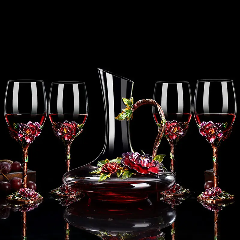 5pcs Set Enamel Glass Wine Set Lead-free wine Glass Decanter set creative Goblet red wine Glasses Gift Box
5pcs Set Enamel Glass Wine Set Lead-free wine Glass Decanter set creative Goblet red wine Glasses Gift Box