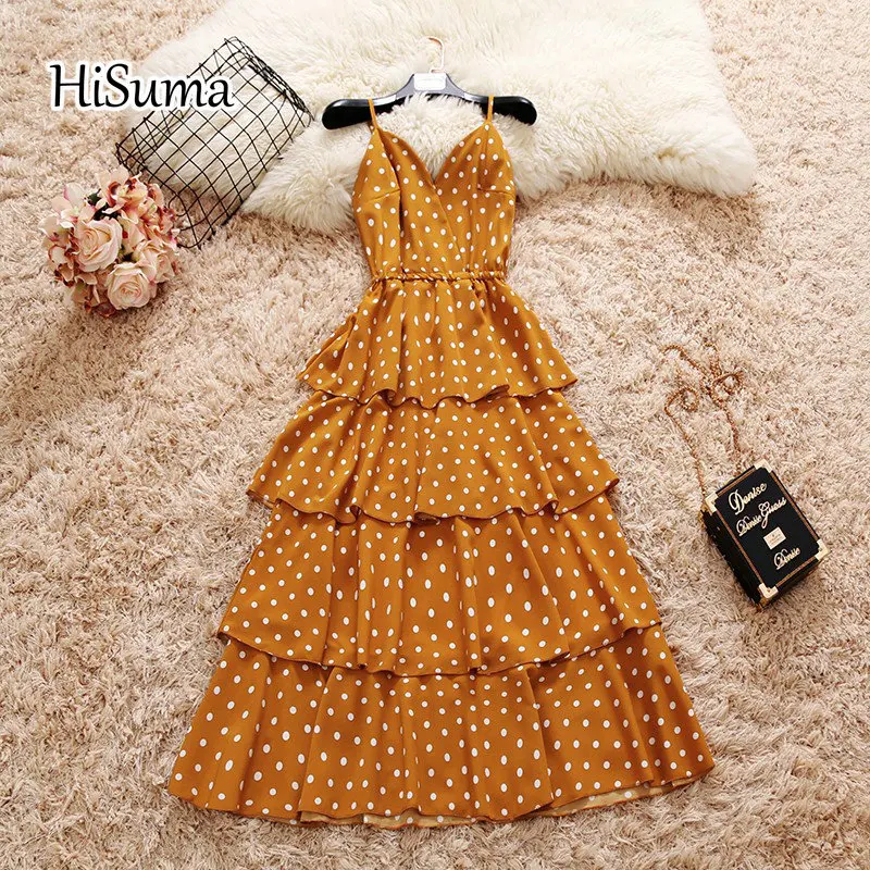 2024 summer new women's spaghetti strap dot V-neck layer ruffles waist chiffon cake dresses female elegant puff dress ball gown
2024 summer new women's spaghetti strap dot V-neck layer ruffles waist chiffon cake dresses female elegant puff dress ball gown