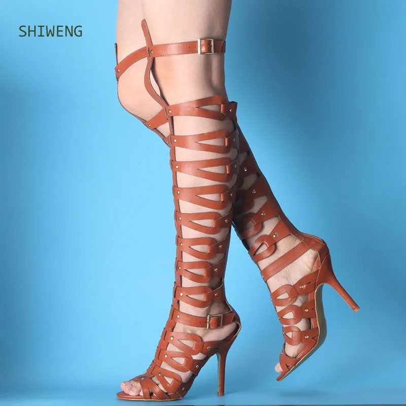 Fashion Women Open Toe Knee High Boots Sexy Ladies Cutouts Gladiator Sandals Boots Thin High Heels Party Dress Shoes Women Summe
Fashion Women Open Toe Knee High Boots Sexy Ladies Cutouts Gladiator Sandals Boots Thin High Heels Party Dress Shoes Women Summe