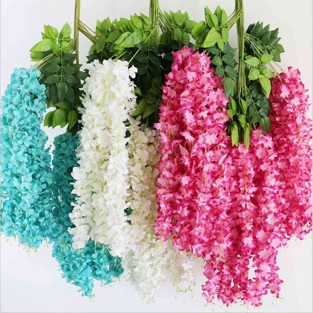 120 Pcs/lot Encrypted Three Branches Artificial Hydrangea Wisteria Flower Rattan for Home Wedding Party DIY Ornament
120 Pcs/lot Encrypted Three Branches Artificial Hydrangea Wisteria Flower Rattan for Home Wedding Party DIY Ornament