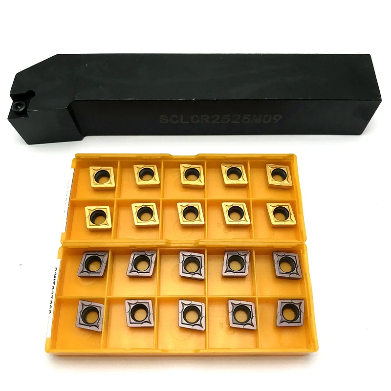 SCLCR1212H09 SCLCR1616H09 SCLCR2020K09 SCLCR2525M09 CNC Lathe Tool Holder +10pcs CCMT09T304 CCMT09T308 Carbide Inserts Lathe Set
SCLCR1212H09 SCLCR1616H09 SCLCR2020K09 SCLCR2525M09 CNC Lathe Tool Holder +10pcs CCMT09T304 CCMT09T308 Carbide Inserts Lathe Set