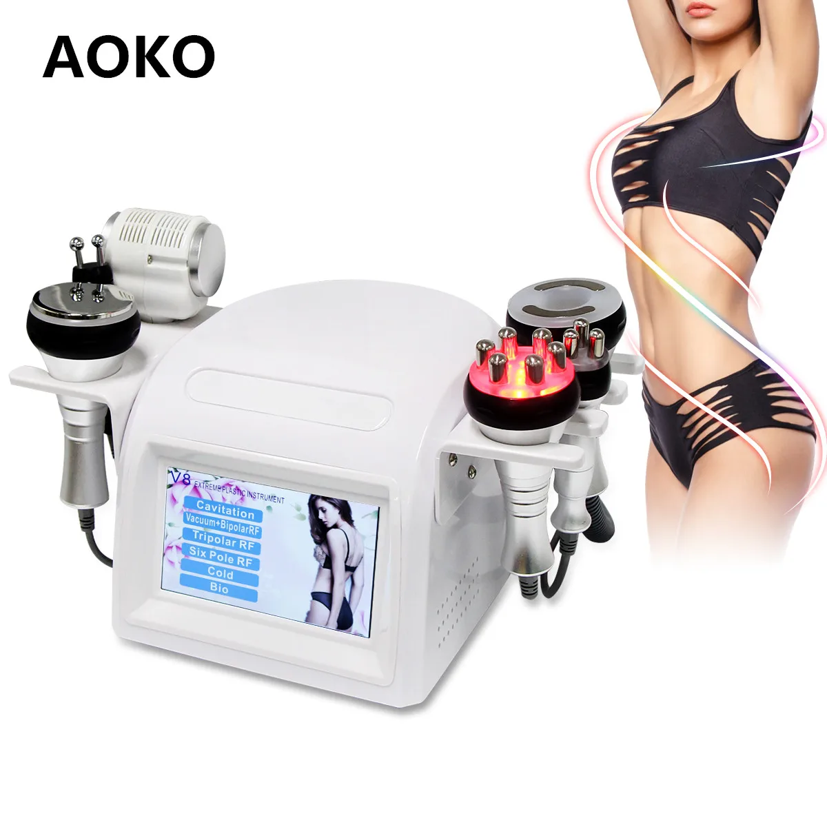 AOKO Новое поступление 6 в 1 40K кавитационный вакуумный массажер для похудения устройство для красоты холодный горячий молоток инструмент для подтяжки кожи
AOKO Новое поступление 6 в 1 40K кавитационный вакуумный массажер для похудения устройство для красоты холодный горячий молоток инструмент для подтяжки кожи