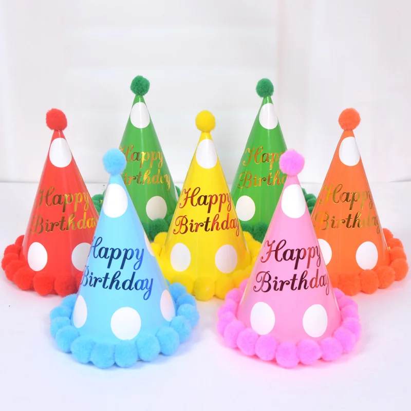 Party supplies 10 pack birthday hats polka dot hot stamping paper plush ball caps children's birthday party hats wholesale
Party supplies 10 pack birthday hats polka dot hot stamping paper plush ball caps children's birthday party hats wholesale