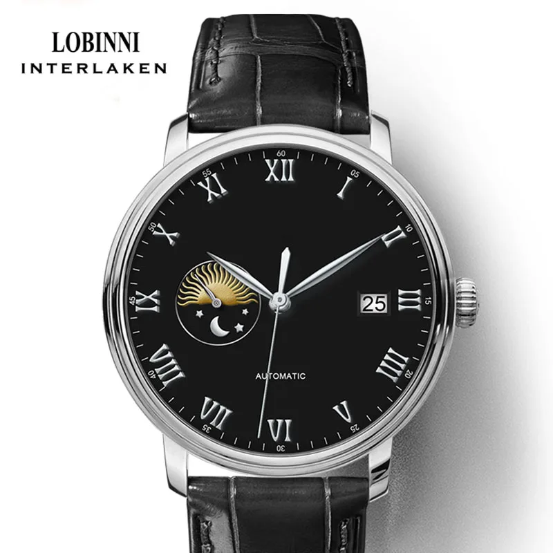 LOBINNI классические мужские механические часы с сапфировым стеклом водонепроницаемые автоматические часы из натуральной кожи Relogio Masculino Прямая поставка 
LOBINNI классические мужские механические часы с сапфировым стеклом водонепроницаемые автоматические часы из натуральной кожи Relogio Masculino Прямая поставка