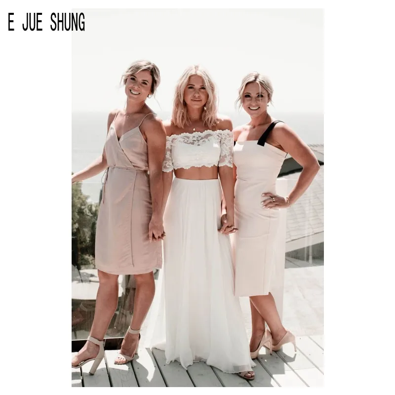 E JUE SHUNG Two Pieces Wedding Dresses Off The Shoulder Short Sleeves Lace Wedding Gowns Beach Bridal Dresses Vestido De Noiva
E JUE SHUNG Two Pieces Wedding Dresses Off The Shoulder Short Sleeves Lace Wedding Gowns Beach Bridal Dresses Vestido De Noiva