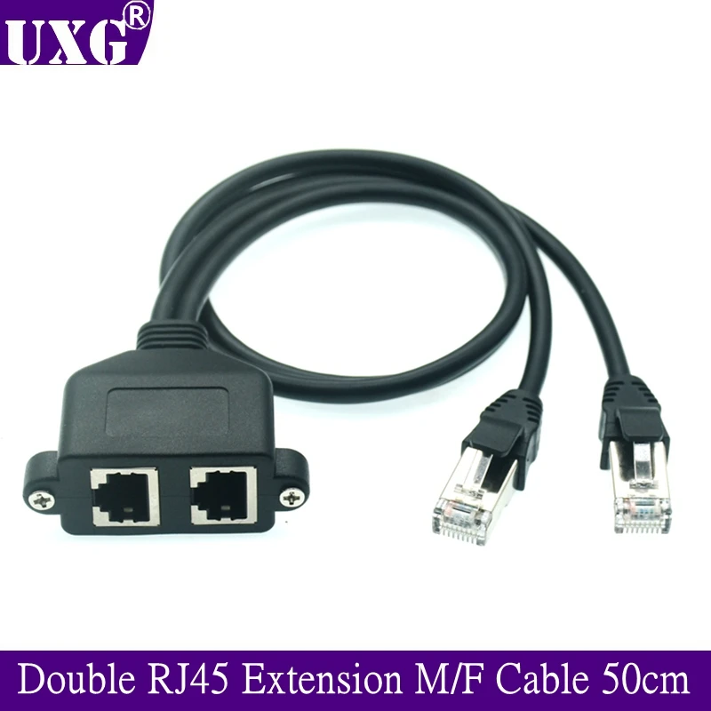 Double RJ45 Extension Cable RJ45 Male to Female Screw Panel Mount Ethernet LAN Network Extension cate5/6 Cables 50cm
Double RJ45 Extension Cable RJ45 Male to Female Screw Panel Mount Ethernet LAN Network Extension cate5/6 Cables 50cm