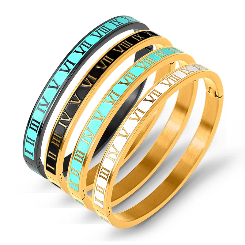 Vintage Roman Letter Bangles & Bracelets For Women Men Black Gold Color Charm Cuff Bangles Stainless Steel Jewelry Pulseiras
Vintage Roman Letter Bangles & Bracelets For Women Men Black Gold Color Charm Cuff Bangles Stainless Steel Jewelry Pulseiras