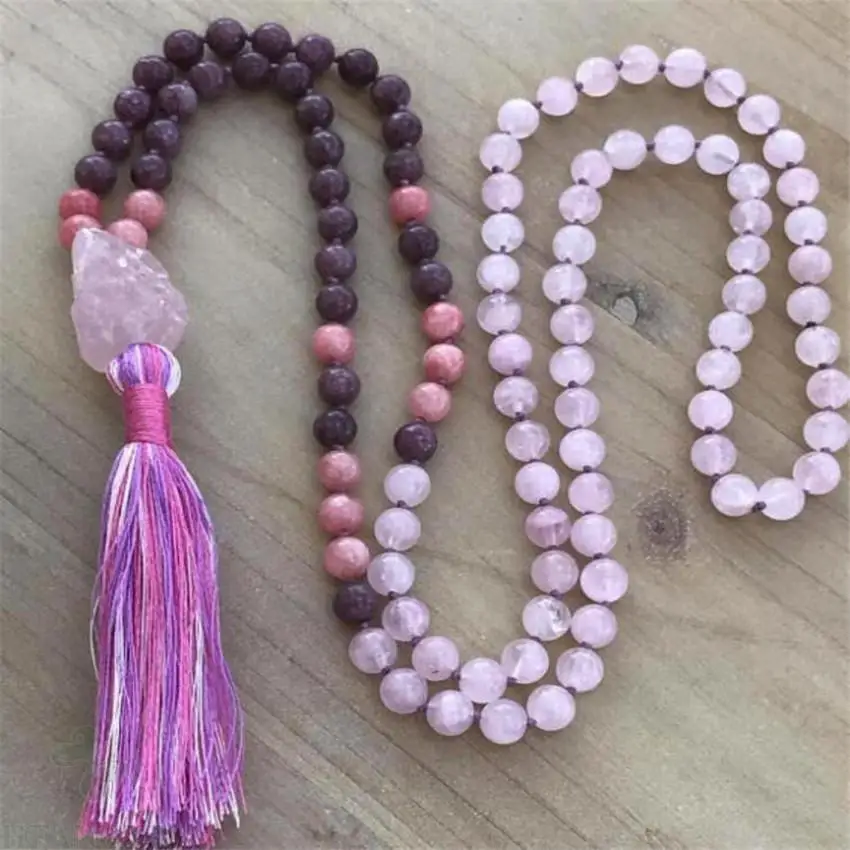 8mm Rose Quartz Gemstone 108 Beads Tassels Mala Necklace Handmade spirituality Buddhism Quartz Prayer Men Yoga
8mm Rose Quartz Gemstone 108 Beads Tassels Mala Necklace Handmade spirituality Buddhism Quartz Prayer Men Yoga