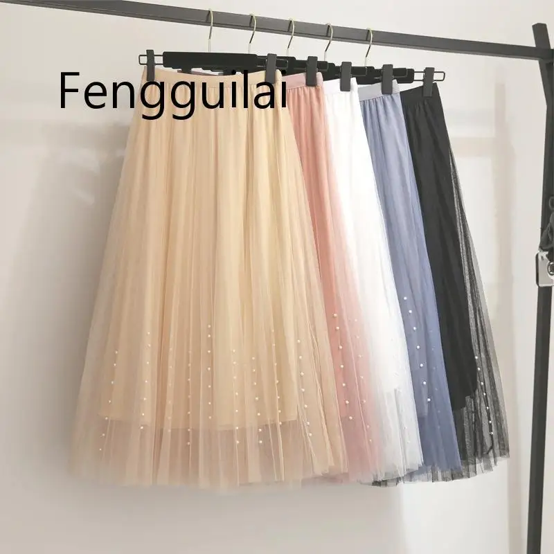New 2020 Spring Summer AUTUMN Skirts Womens Beading Mesh Tulle Skirt Women Elastic High Waist A Line Mid Calf Midi Long Pleated
New 2020 Spring Summer AUTUMN Skirts Womens Beading Mesh Tulle Skirt Women Elastic High Waist A Line Mid Calf Midi Long Pleated
