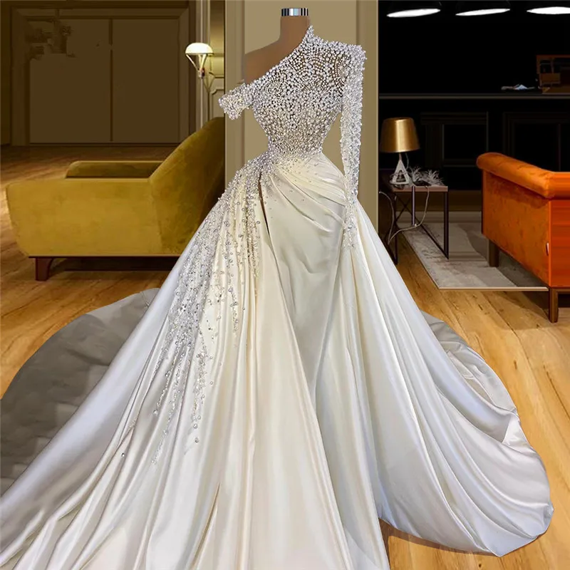 Luxury Wedding Dress Newest Robe de mariée Pearls Beading Long Sleeves Bride Dresses Vestido De Noiva Bridal Gown Customized
Luxury Wedding Dress Newest Robe de mariée Pearls Beading Long Sleeves Bride Dresses Vestido De Noiva Bridal Gown Customized