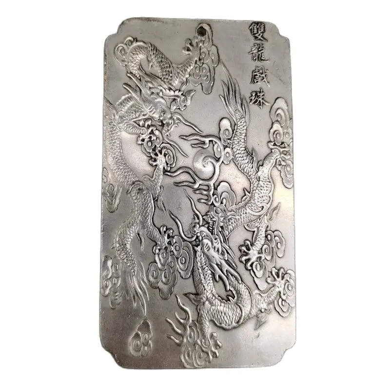 Chinese Old Tibetan Silver Relief Double Dragon Play Pearl Waist Card Amulet Pendant Feng Shui Lucky Card Pendant
Chinese Old Tibetan Silver Relief Double Dragon Play Pearl Waist Card Amulet Pendant Feng Shui Lucky Card Pendant