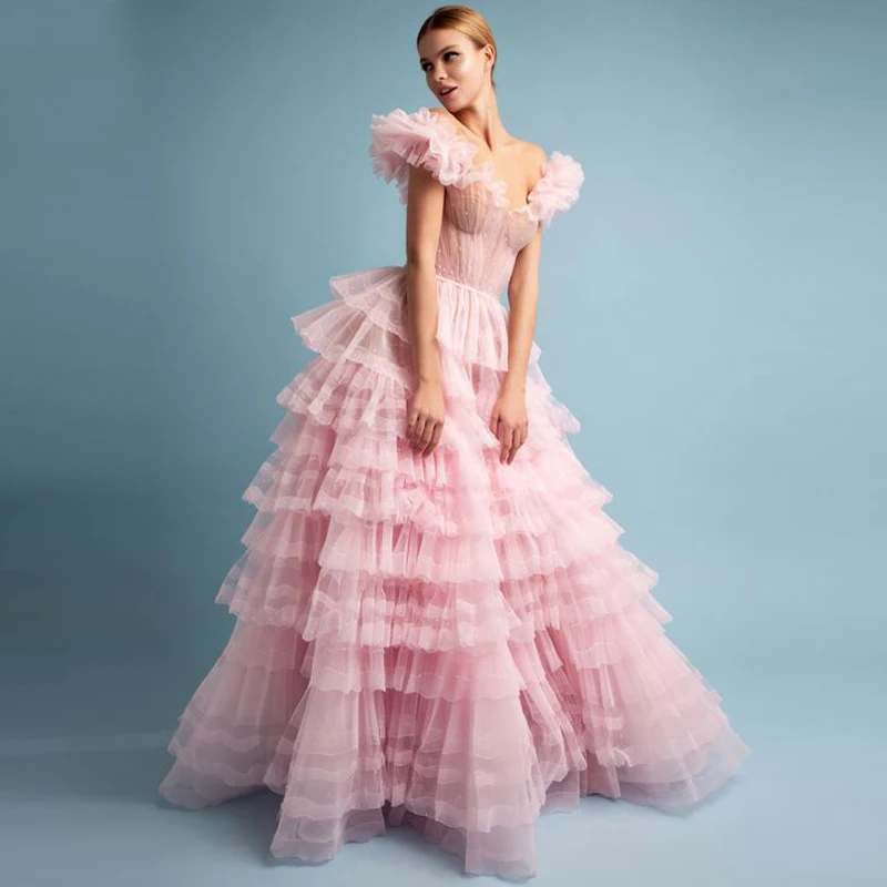 Light Pink Tiered Prom Dresses 2022 Off Shoulder Ball Gown Tulle Formal Evening Party Dress Vestidos De Gala
Light Pink Tiered Prom Dresses 2022 Off Shoulder Ball Gown Tulle Formal Evening Party Dress Vestidos De Gala