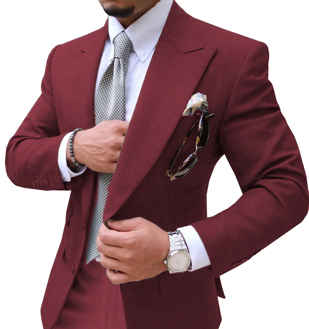 2022 Fashion Design Men Suits Peak Lapel Burgundy Grey Coat Blazer Business Men's Suit Wedding Man Costume 2pcs Jacket+Pants+Tie
2022 Fashion Design Men Suits Peak Lapel Burgundy Grey Coat Blazer Business Men's Suit Wedding Man Costume 2pcs Jacket+Pants+Tie