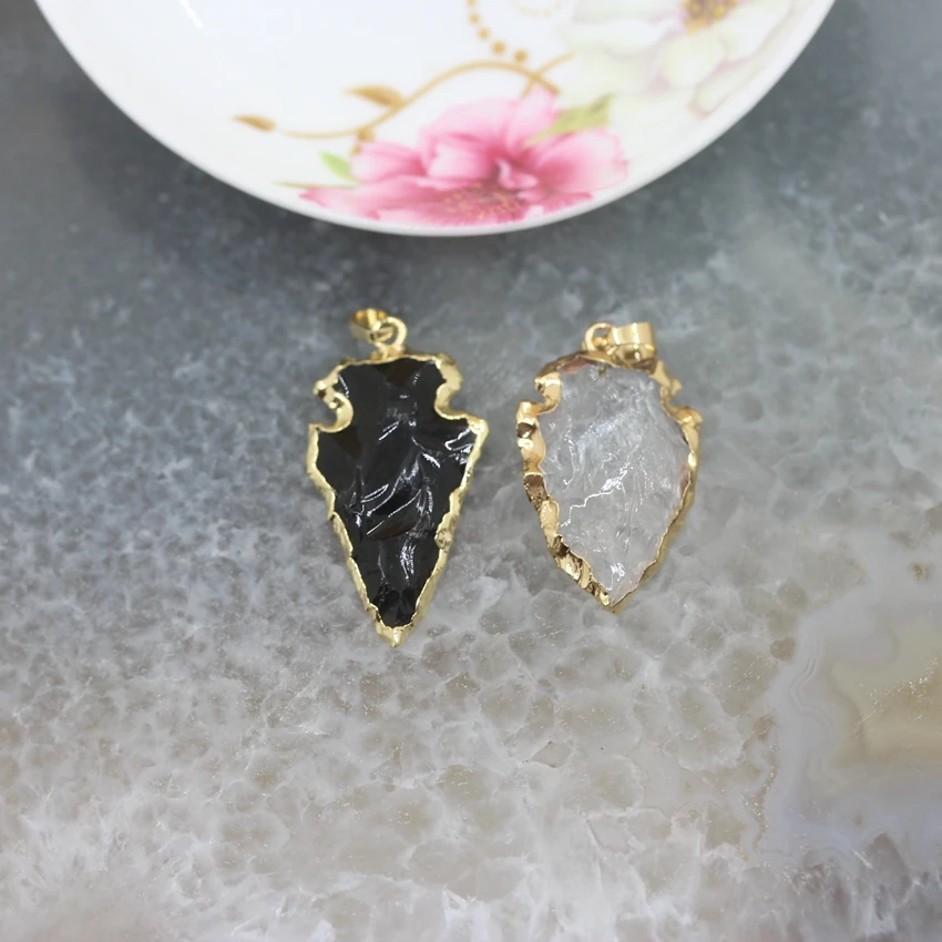 5pcs/lot,Black Tourma&white Crystal Gems Clear Quartz Arrowheads Jewelry charm , Gold Electroplated Carved crystal pendant
5pcs/lot,Black Tourma&white Crystal Gems Clear Quartz Arrowheads Jewelry charm , Gold Electroplated Carved crystal pendant