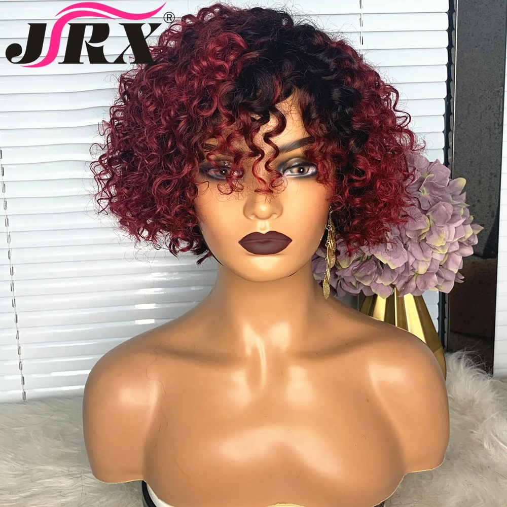 Short Curly Burgundy Human Hair Wigs With Bangs 1B/99J Ombre Color Fringe Full Machine Made Wigs 180Density Deep Curly Remy Hair
Short Curly Burgundy Human Hair Wigs With Bangs 1B/99J Ombre Color Fringe Full Machine Made Wigs 180Density Deep Curly Remy Hair