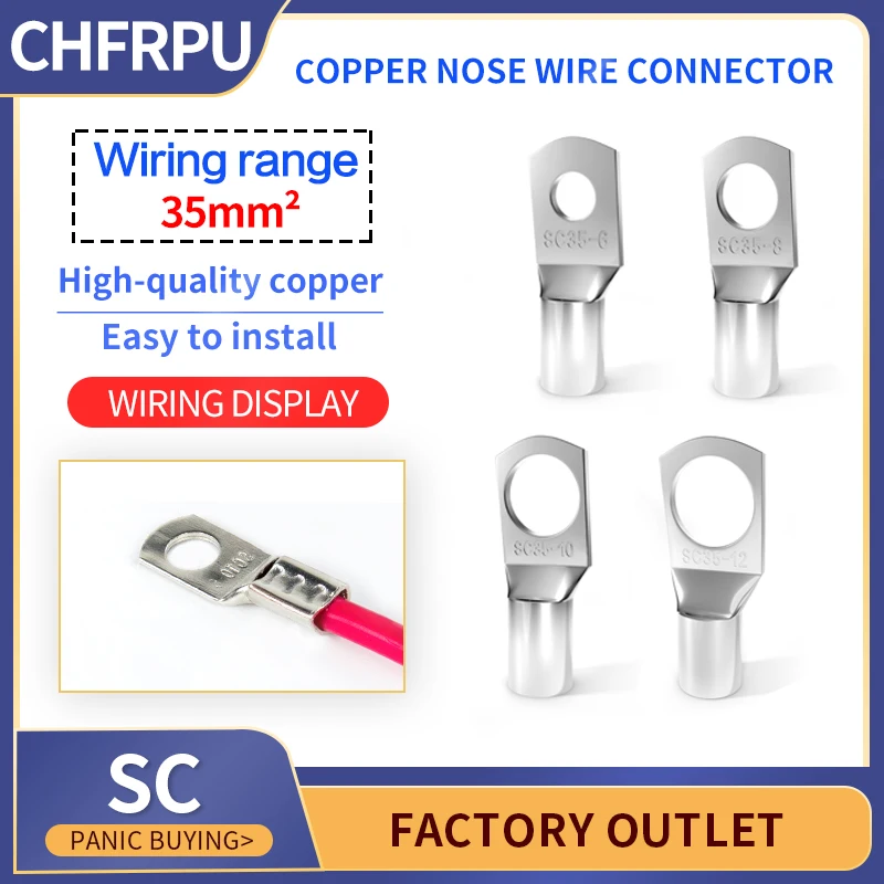 10pcs SC35-6/8/10/12 Tinned Copper Cable Lug Kit Bolt Hole Battery Terminals copper nose Wire connector Cable lugs
10pcs SC35-6/8/10/12 Tinned Copper Cable Lug Kit Bolt Hole Battery Terminals copper nose Wire connector Cable lugs