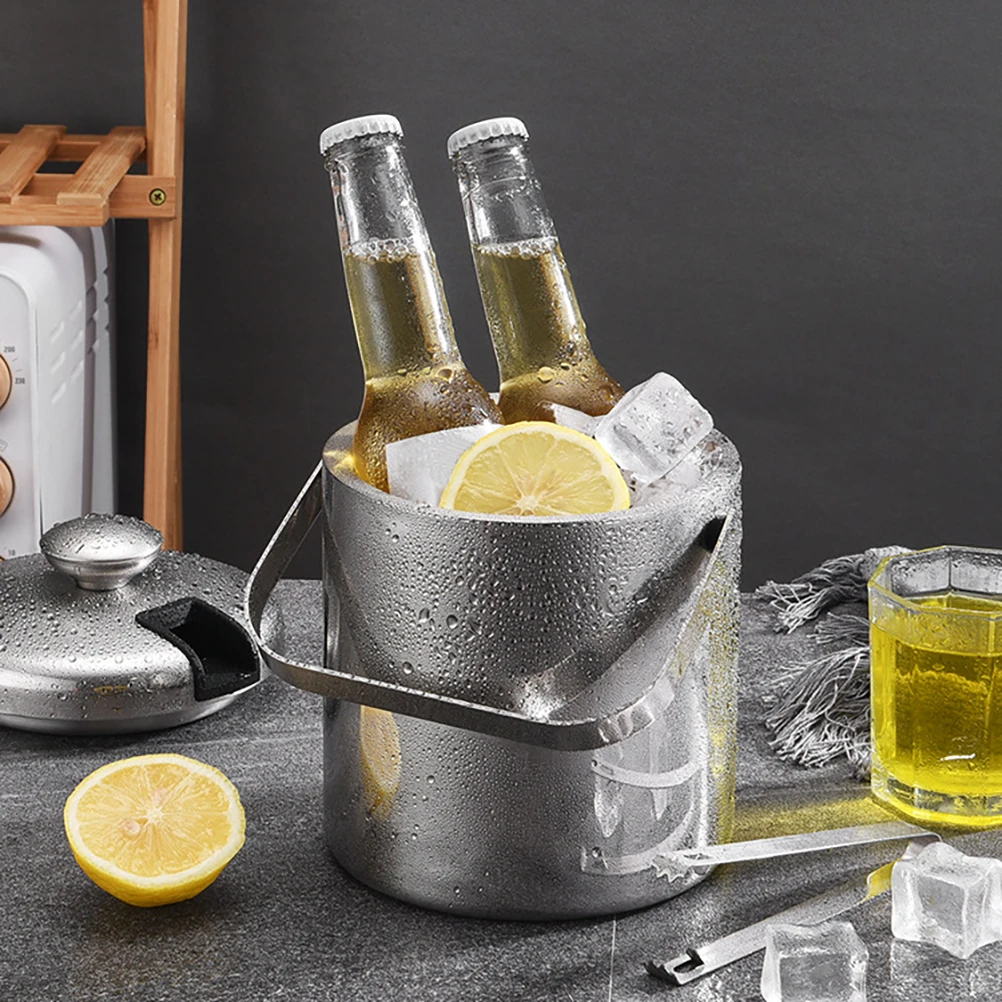 1.3L Ice Bucket With Lid And Strainer Stainless Steel Ice Bucket Double-Wall Ice Cube Container
1.3L Ice Bucket With Lid And Strainer Stainless Steel Ice Bucket Double-Wall Ice Cube Container