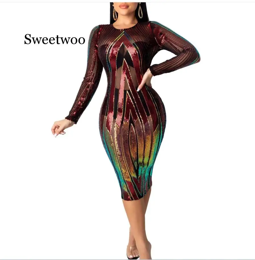 Sequined Spliced Sexy Women Mech Dress 2020 O Neck Long Sleeve Medium Style Robes Fashion Party Pencil Dress
Sequined Spliced Sexy Women Mech Dress 2020 O Neck Long Sleeve Medium Style Robes Fashion Party Pencil Dress