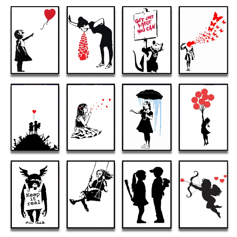Banksy Street Graffiti Art Canvas Paintings Abstract Modern Black and White Prints and Poster Wall Picture for Living Room Decor
Banksy Street Graffiti Art Canvas Paintings Abstract Modern Black and White Prints and Poster Wall Picture for Living Room Decor