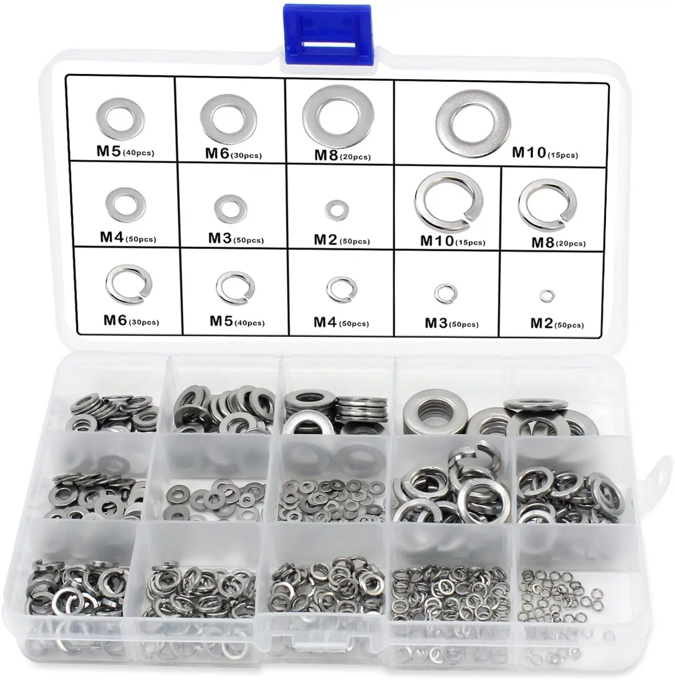 510PCS M2-M10 7 Size Flat Copper Washer Flat Sealing Ring Steel Washer Plain Washer Kit Screw Fastener Hardware Assortment
510PCS M2-M10 7 Size Flat Copper Washer Flat Sealing Ring Steel Washer Plain Washer Kit Screw Fastener Hardware Assortment