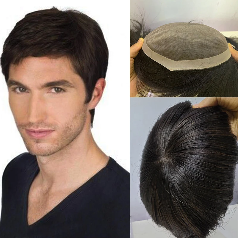 Men's Wig Fine Mono Transparent PU Men Toupee Men's Hair Pieces Unit Hair Replacement System Natural Black Color 8x10inch
Men's Wig Fine Mono Transparent PU Men Toupee Men's Hair Pieces Unit Hair Replacement System Natural Black Color 8x10inch