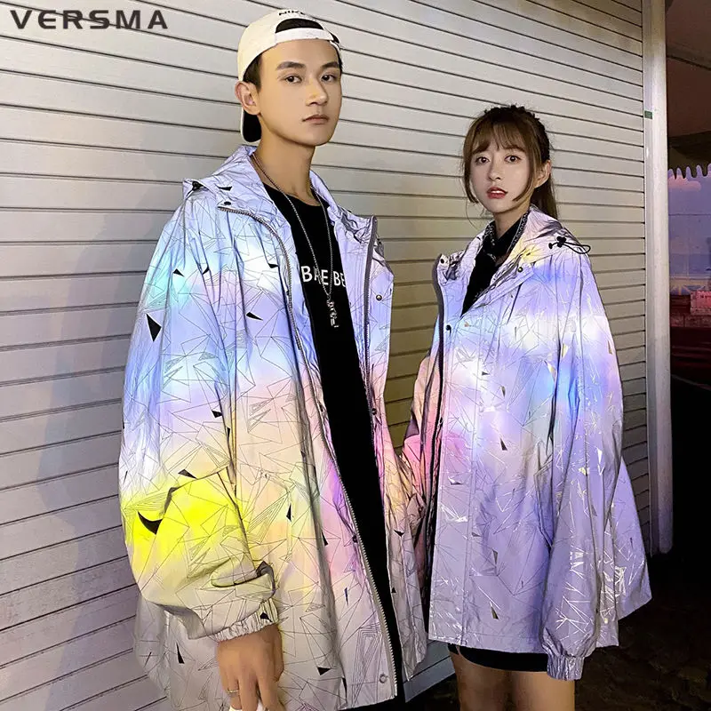 VERSMA Japanese Harajuku Fashion 3M Reflective Jacket Coat Men Punk Hip Hop Streetwear Vintage Jacket Mens Clothing Dropshipping
VERSMA Japanese Harajuku Fashion 3M Reflective Jacket Coat Men Punk Hip Hop Streetwear Vintage Jacket Mens Clothing Dropshipping