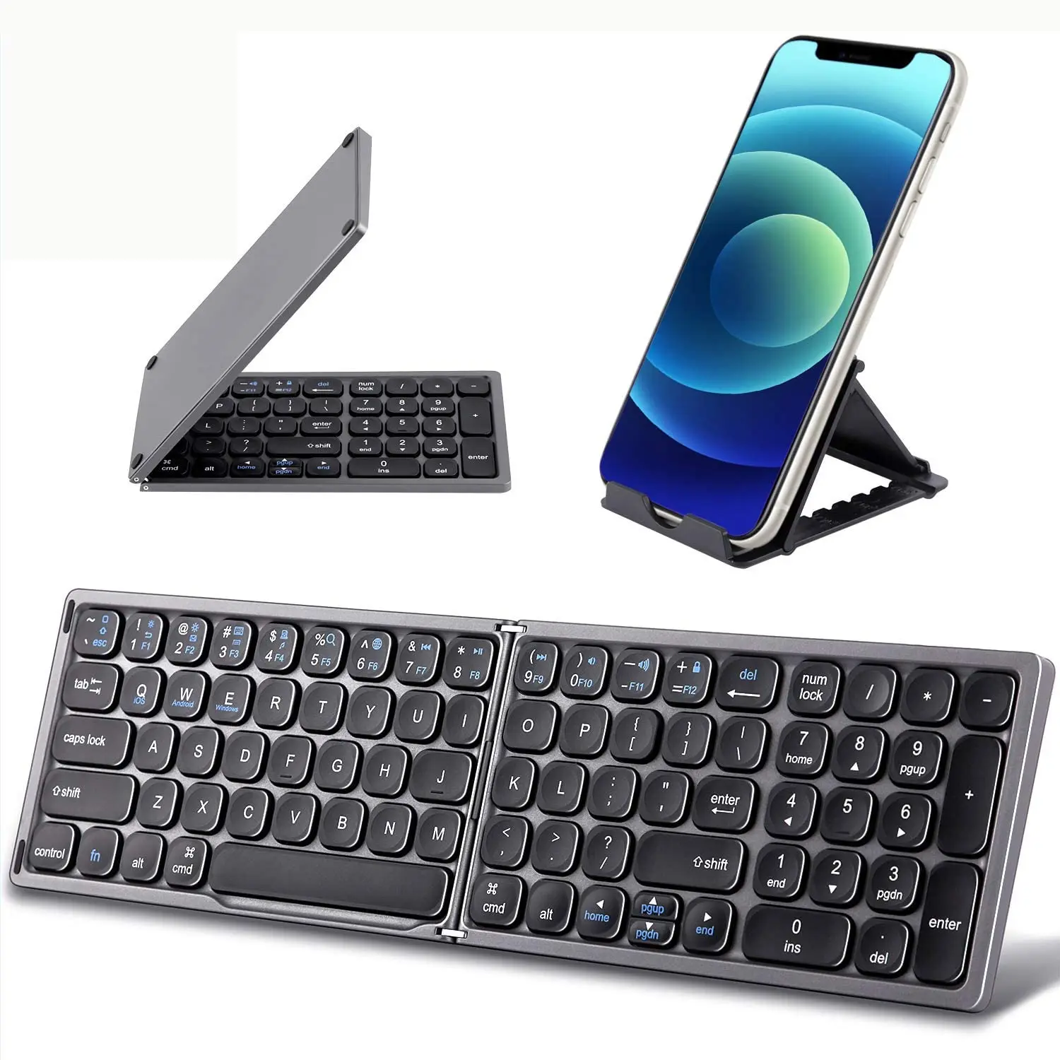 Foldable Bluetooth Keyboard with Numeric Keypad, Full Size Portable Wireless Keyboard with Holder, Rechargeable Pocket Keyboard
Foldable Bluetooth Keyboard with Numeric Keypad, Full Size Portable Wireless Keyboard with Holder, Rechargeable Pocket Keyboard
