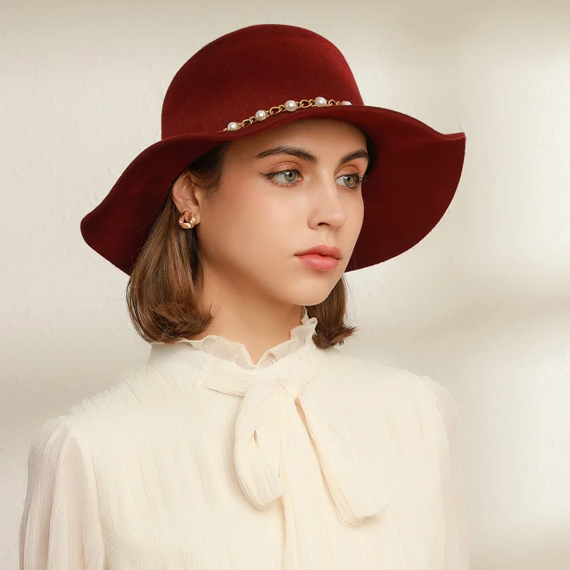 Women Retro Red Pearl Wool Felt Jazz Fedora Hat Panama Style Wide Brim Party Trilby Cowboy Dress Wedding Cap
Women Retro Red Pearl Wool Felt Jazz Fedora Hat Panama Style Wide Brim Party Trilby Cowboy Dress Wedding Cap